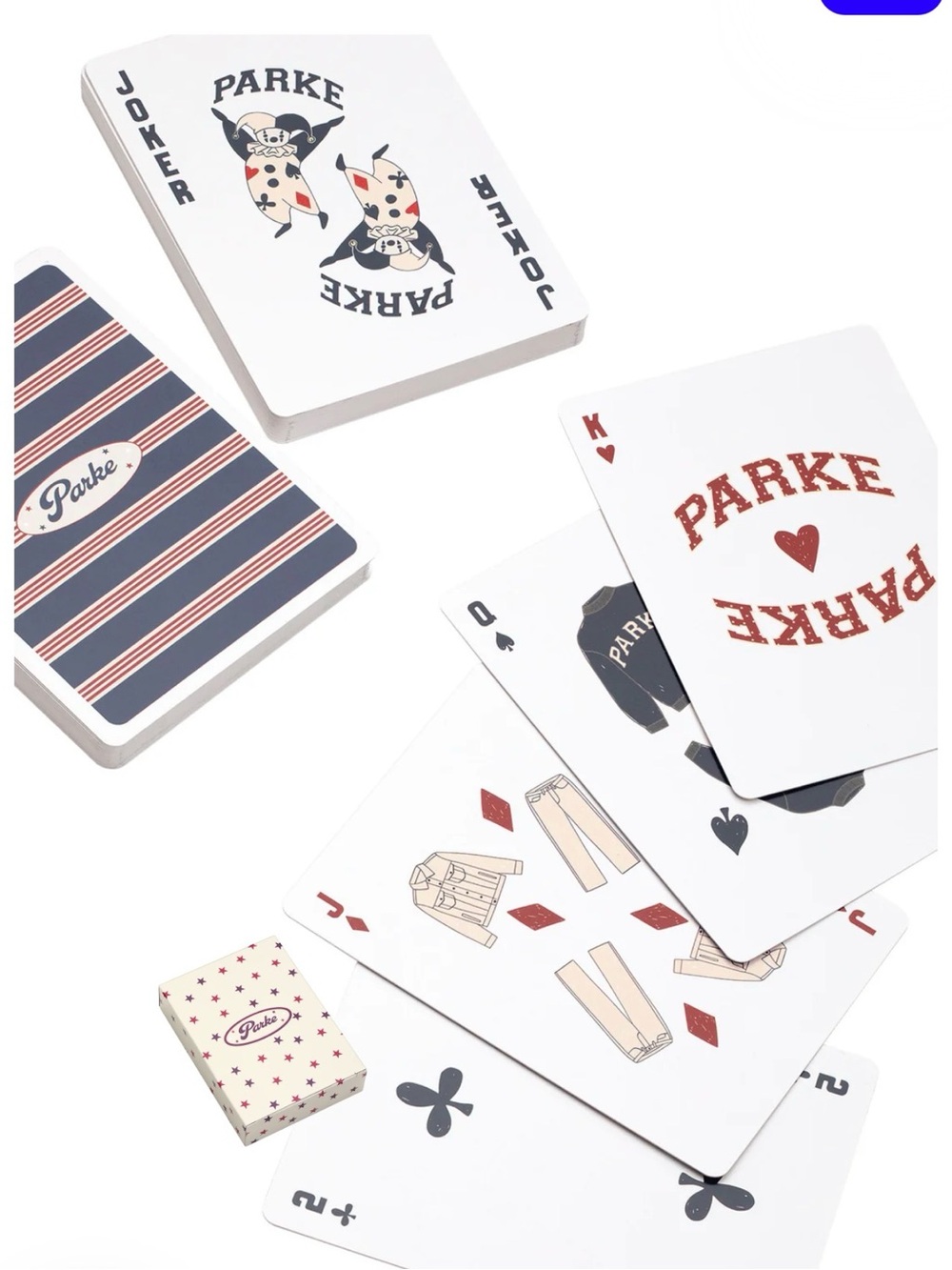 Parker Playing Cards - White, Navy and Red Accents